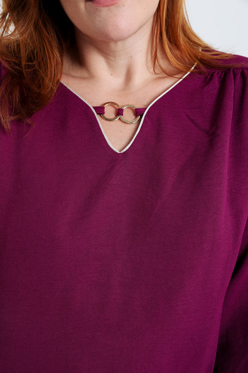 T-shirt avec lurex et bijou-Paprika-4