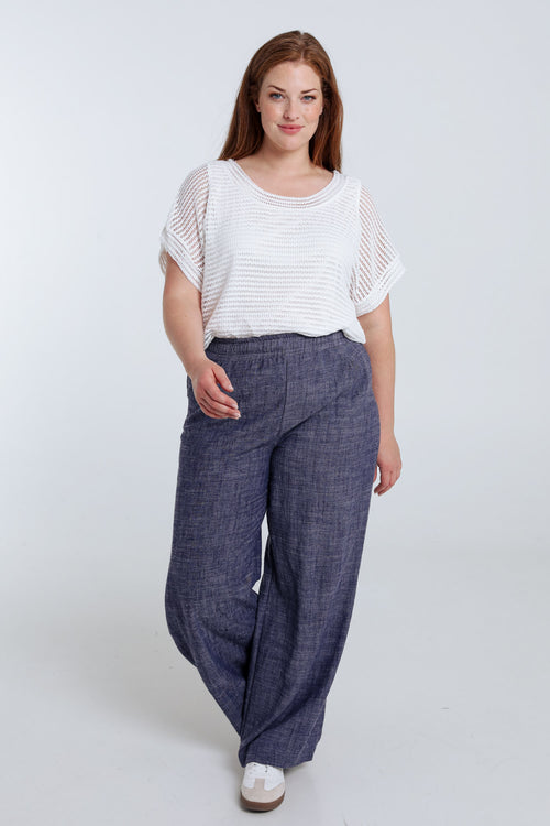 Pantalon large en lin uni-Paprika-7