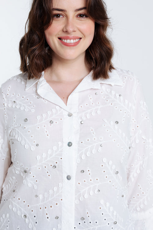 Chemise en coton avec brillants-Paprika-4