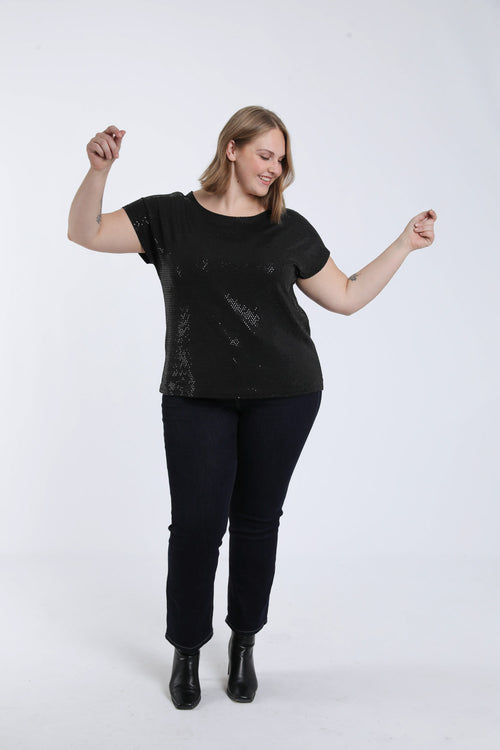 T-shirt à paillettes-Paprika-4