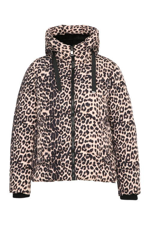 Korte gewatteerde jas met dierenhuidmotief-Paprika-11