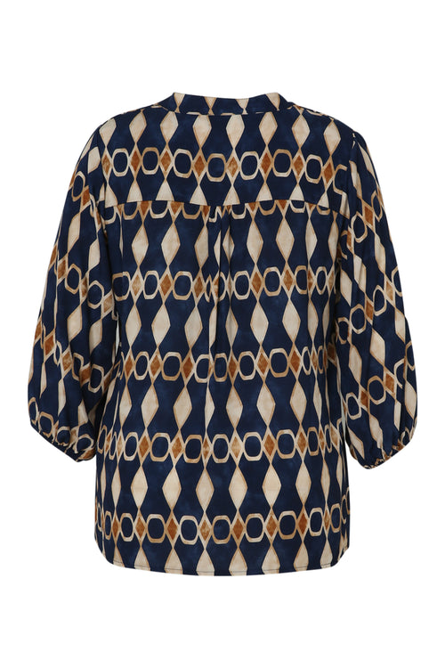 Blouse en viscose imprimé graphique-Paprika-11
