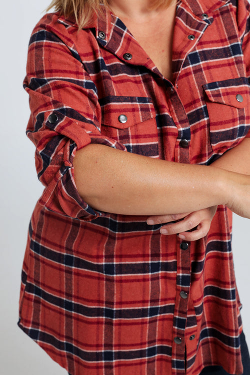 Chemise à carreaux en coton-Paprika-4