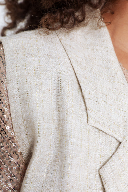 Gilet en viscose et lin avec lurex-Paprika-6