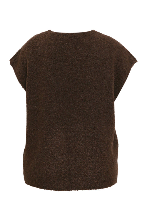 Mouwloos gilet van effen boucle-stof-Paprika-1