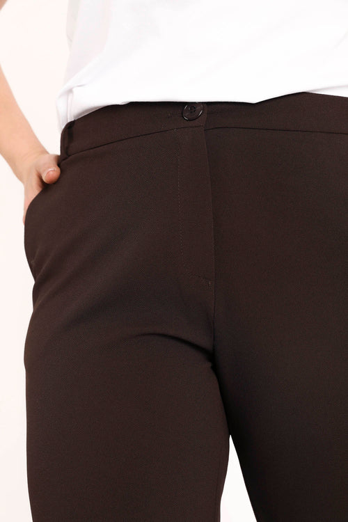 Effen klassieke broek-Paprika-4