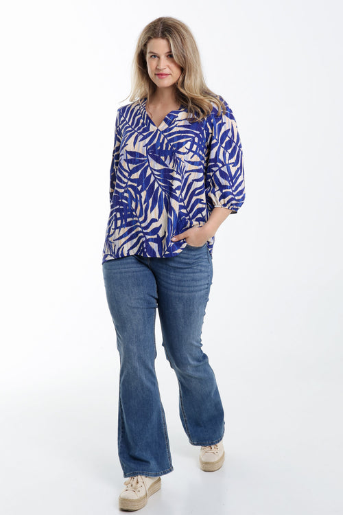 Blouse en viscose imprimé feuillage-Paprika-7