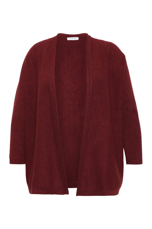 Lange cardigan in effen viscose-Paprika-1