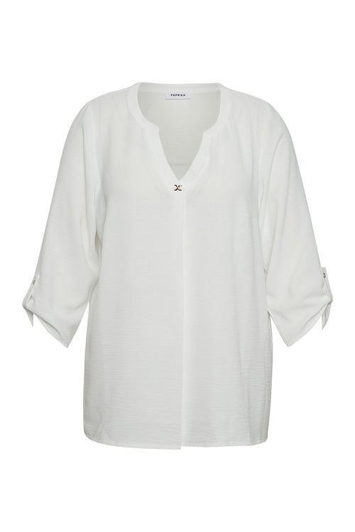 Effen blouse met sieraden detail-Paprika-1