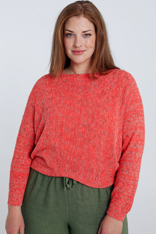 Pull maill fantaisie uni-Paprika-1