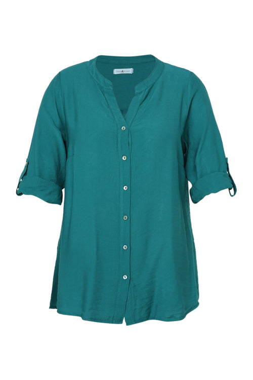 Blouse en viscose uni-Paprika-10