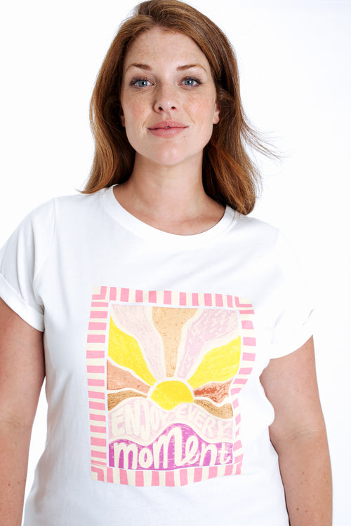 T-shirt van katoen met zonnenprint-Paprika-4