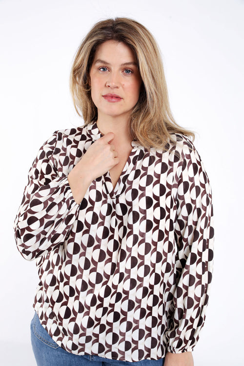 Blouse en viscose imprimé graphique-Paprika-6