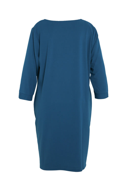 Korte, effen jurk in crêpe met zakken-Paprika-11