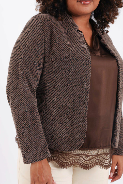 Veste jacquard bicolore avec lurex-Paprika-5