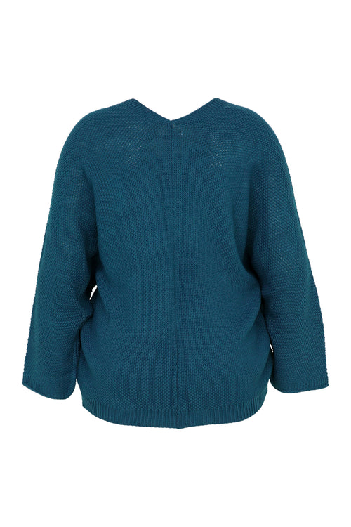 Lange, effen cardigan in rijstkorrel-Paprika-11