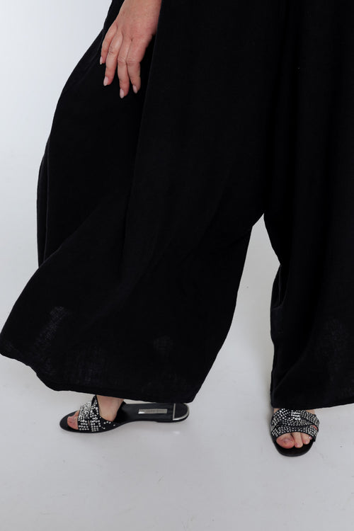 Combinaison en lin et viscose unie-Paprika-5