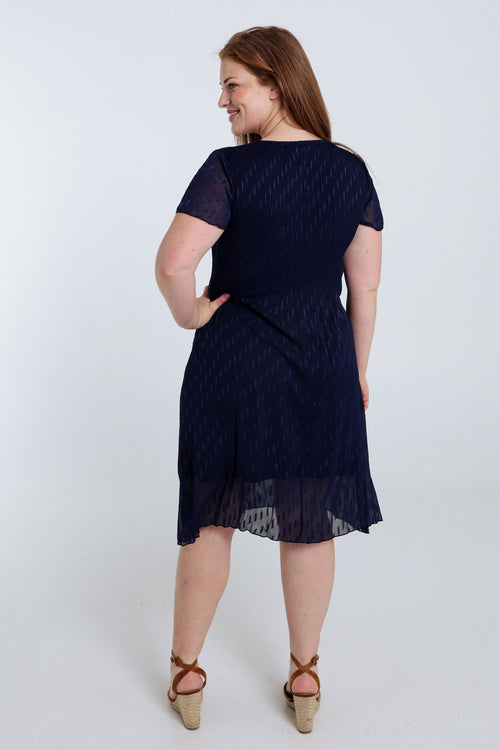 Robe courte unie en voile plissé-Paprika-2