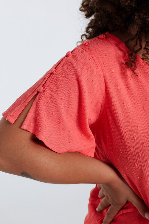 Blouse en viscose unie-Paprika-5