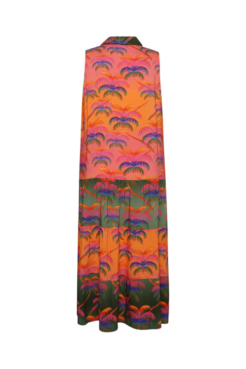 Jurk van viscose met palmprint-Paprika-11