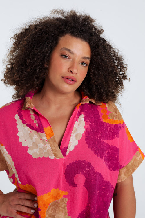 Blouse en coton imprimé floral-Paprika-4