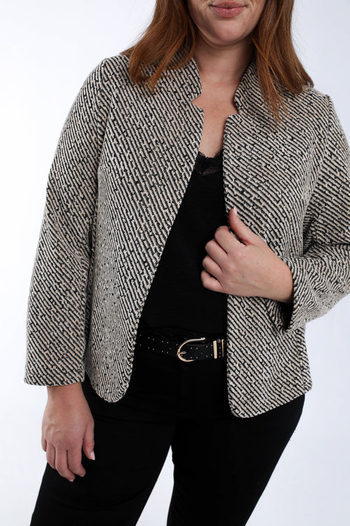 Bicolor jacquard jasje met lurex-Paprika-4