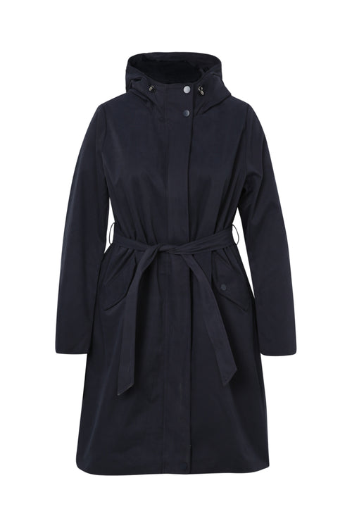Effen mid-length trenchcoat met capuchon-Paprika-10