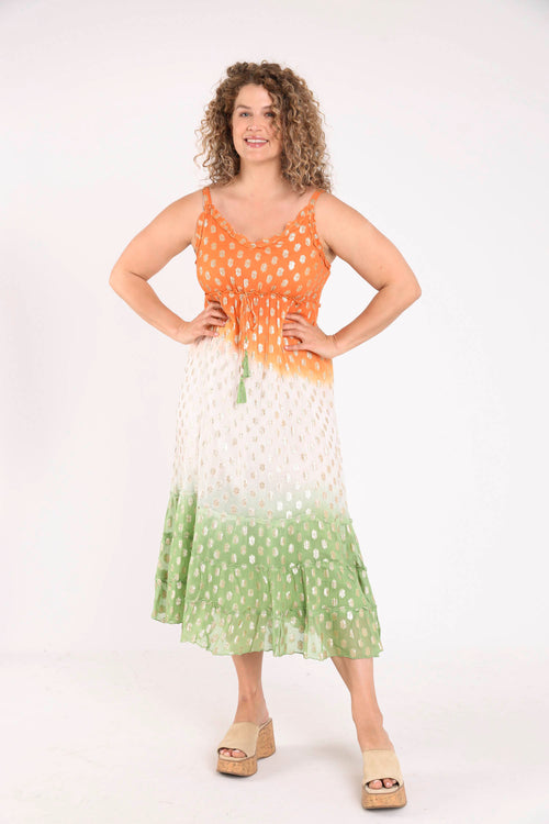 Robe longue dégradé de couleur et foil-Paprika-9