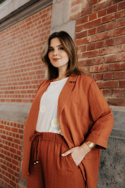 Blazer souple en viscose uni-Paprika-1