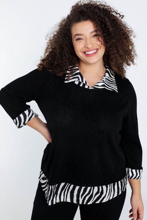 2 in 1 trui met zebraprint-Paprika-4