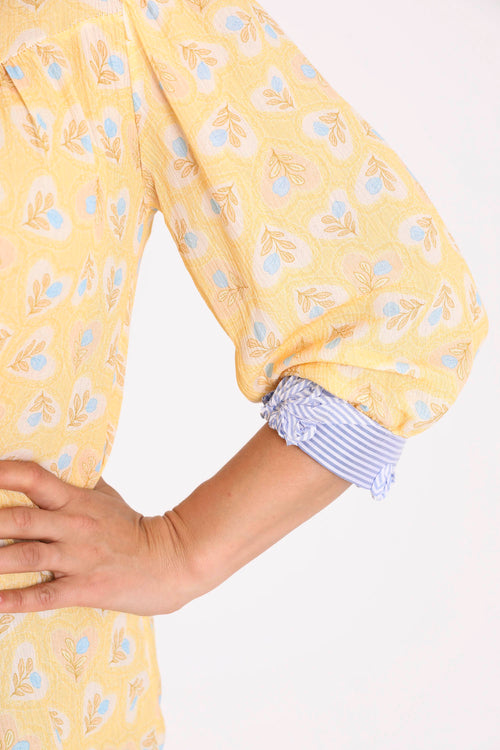 Blouse van viscose met bloemen- en streepdessin-Paprika-4