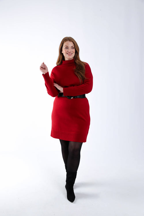 Effen trui jurk-Paprika-8