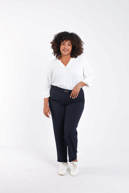 Pantalon uni détail bijoux-Paprika-8