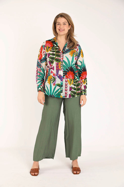 Blouse van katoen met tropische print-Paprika-7