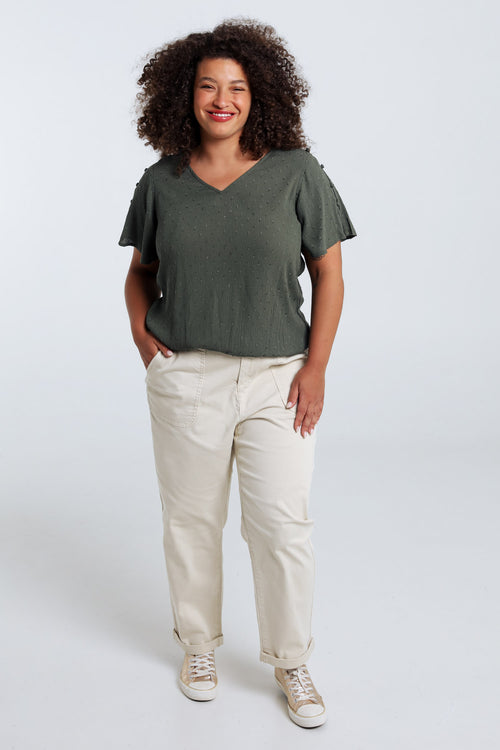 Blouse en viscose unie-Paprika-7