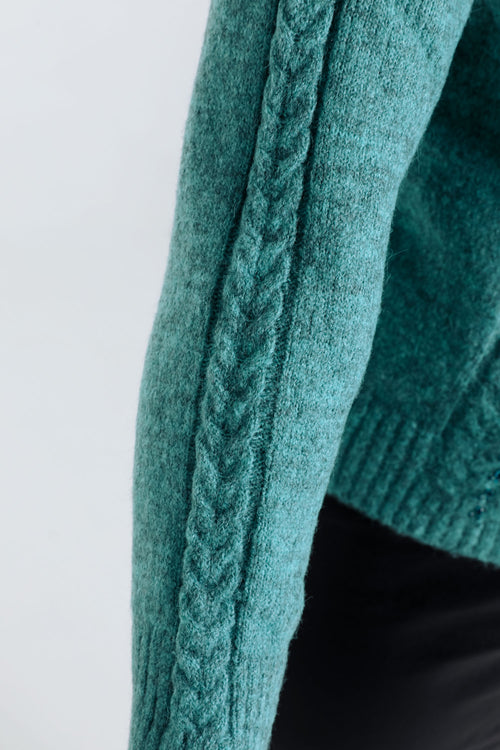 Effen trui met kabel- en strassdetails-Paprika-6