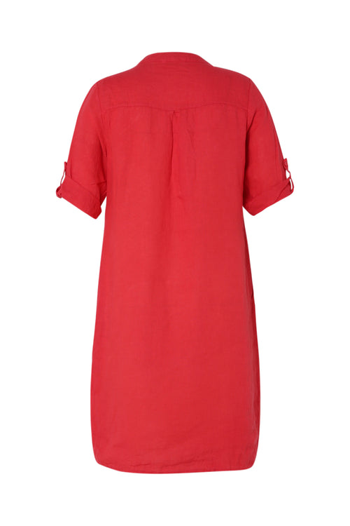 Robe tunique en lin unie-Paprika-11