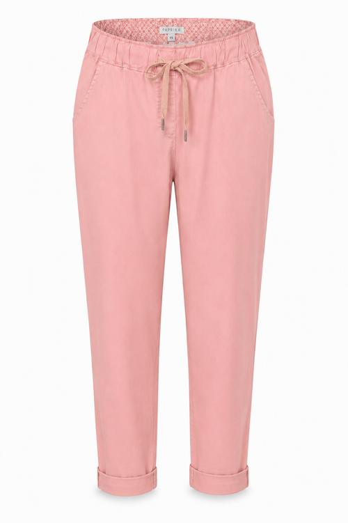 Chino en coton léger uni-Paprika-2