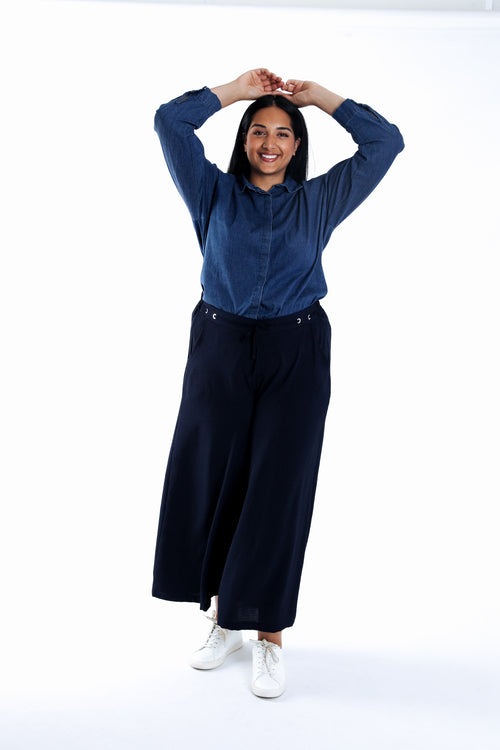 Pantalon large 7/8 uni-Paprika-5