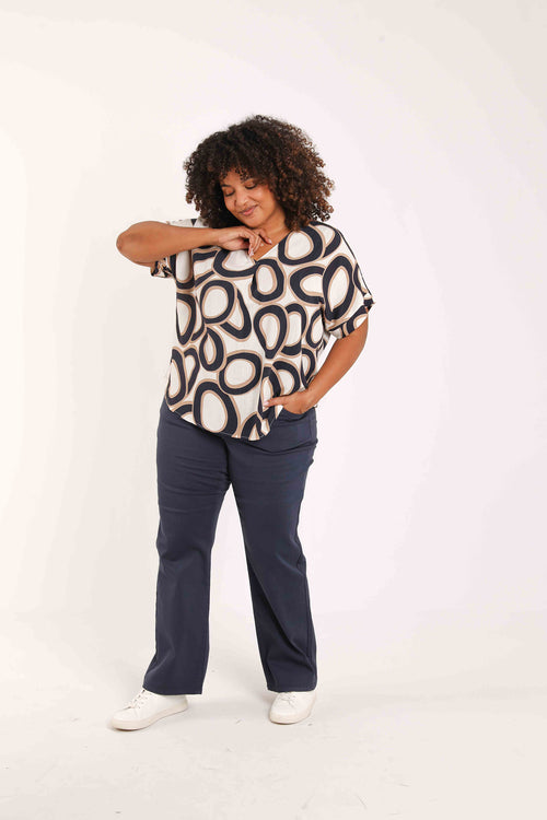 Blouse met grafische ronde print-Paprika-7