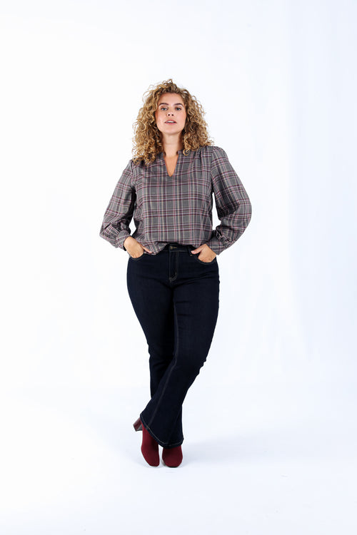 Geruite blouse met lurex-Paprika-5