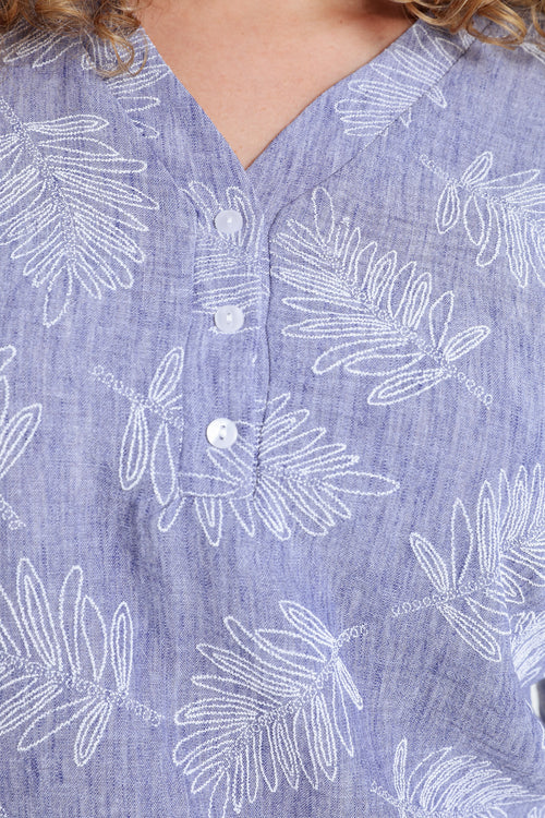 Blouse bicolore détail feuilles-Paprika-4