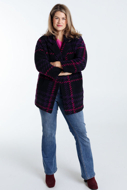 Manteau maille bouclette à carreaux-Paprika-9