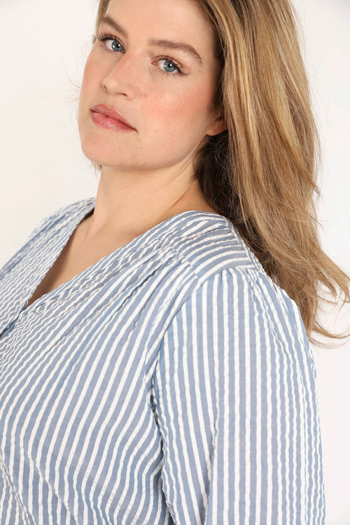 Blouse en coton rayée-Paprika-5