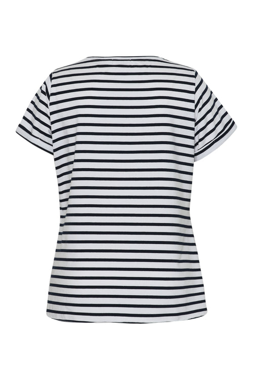 T-shirt marinière en coton avec fleurs en sequins-Paprika-9
