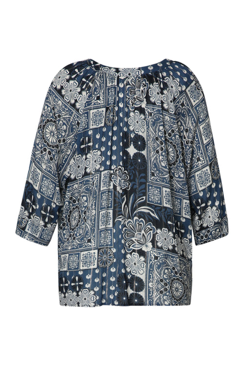 Blouse van viscose met bloemenprint en lurex-Paprika-12
