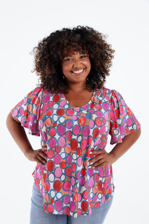 Blouse en viscose imprimé ronds-Paprika-1