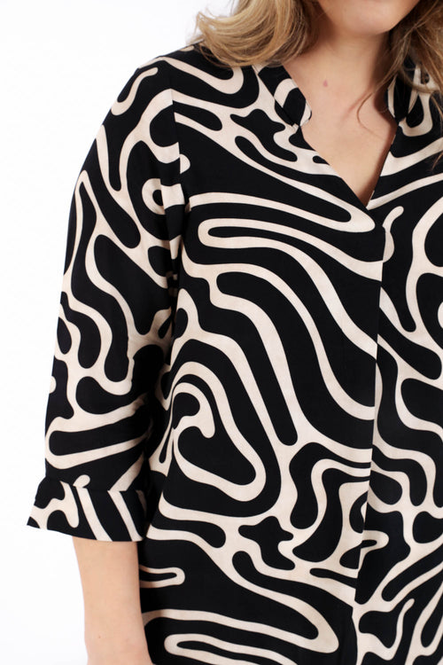 Blouse van viscose met tweekleurige grafische print-Paprika-5