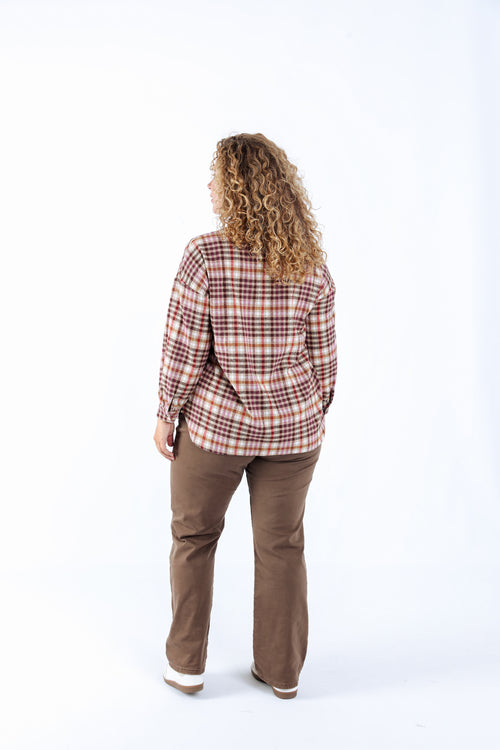 Blouse van katoen met geruit dessin-Paprika-2