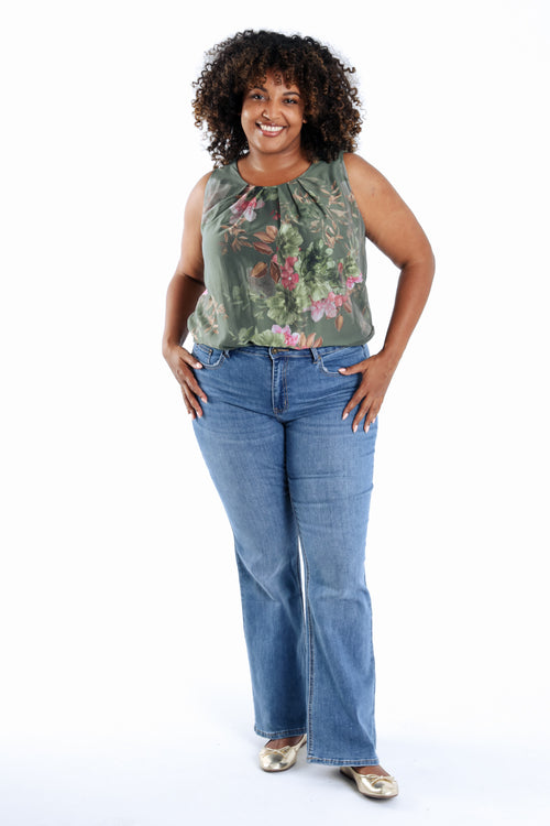 Tanktop van bedrukt viscose met bloemenprint-Paprika-7
